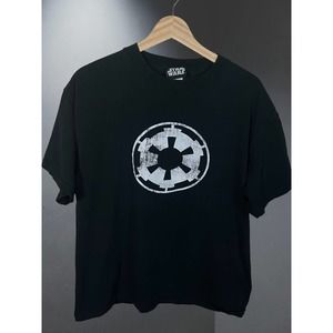 Vintage Star Wars Empire Imperial Logo Black T-Shirt - Pre Disney